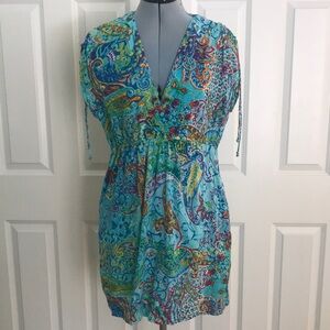 Lauren Ralph Lauren Colorful Turquoise  Paisley Swimsuit Cover Up Dress Size M